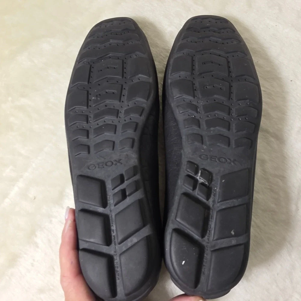 Geox Respira Bit Loafers Black Leather Driving Mocs Mens 45 12 Excellent